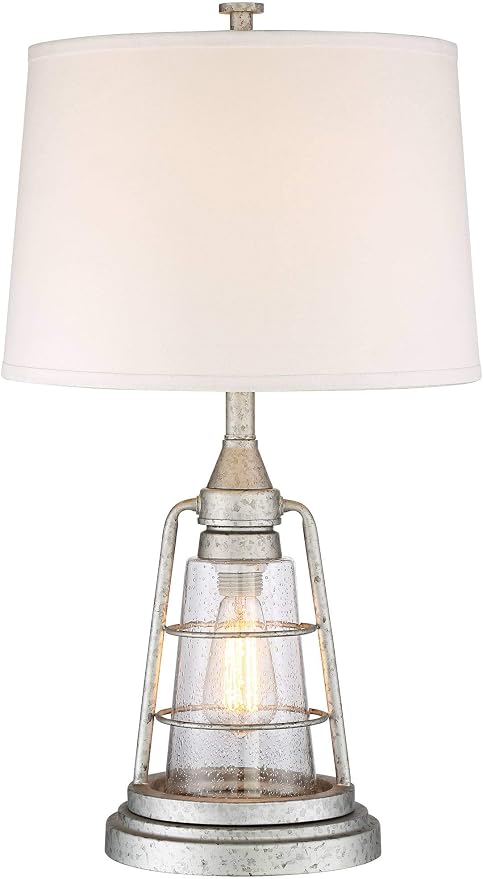 Fisher 28.75" Tall Table Lamp Galvanized Metal Night Light Lantern LED