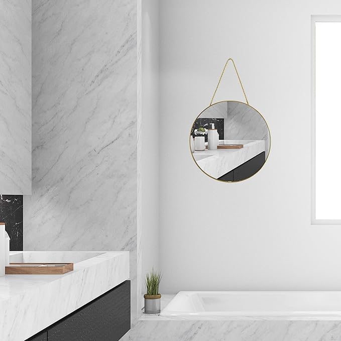 YCHMIR 11.8-inch Small Round Wall Mirror, Gold Bathroom Mirror