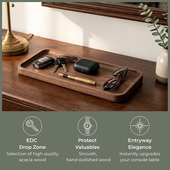 muso wood Walnut Serving Tray Solid Wood Tray, 11.8 x 5 inch