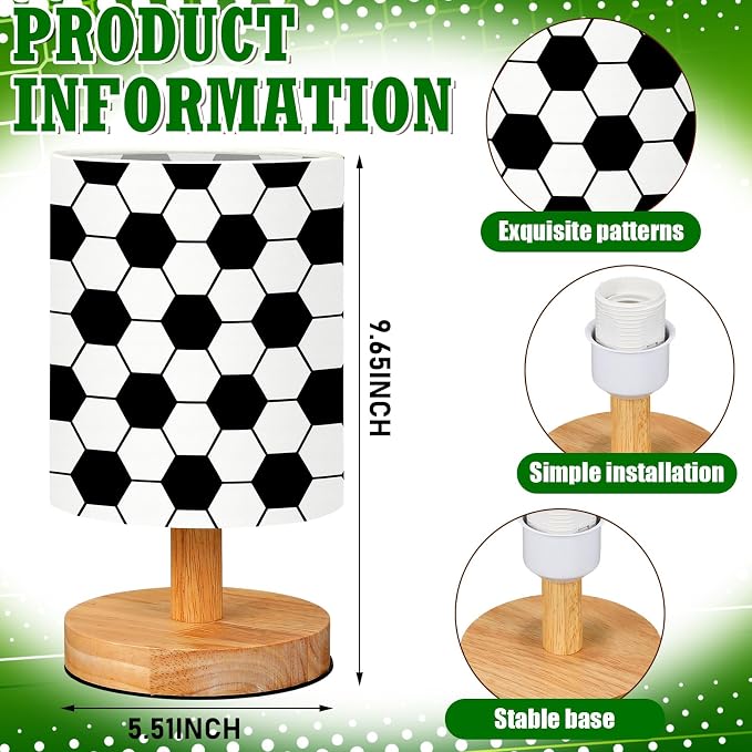 VIHOSE Soccer Kids Table Lamp for Bedroom Kids Lamps for Girls Room