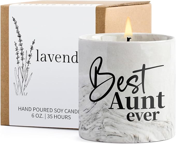 Aunt Gifts - 6 oz Lavender Best Aunt Ever Candle for Birthday, Christmas