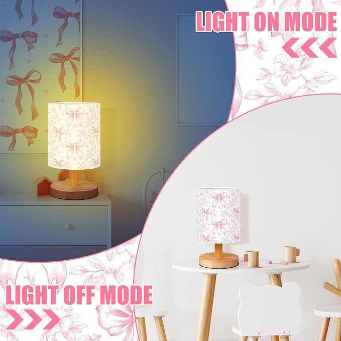VIHOSE Floral Bow Kids Table Lamp for Bedroom Kids Lamps for Girls Room