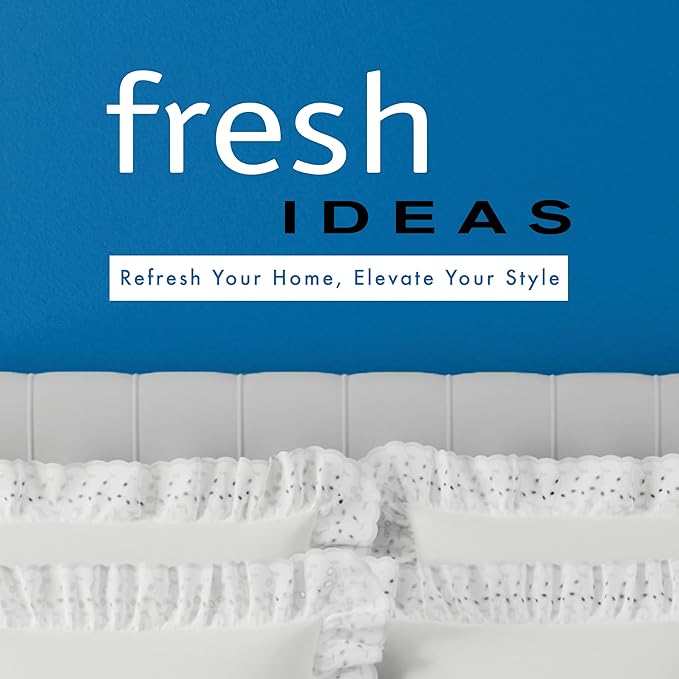 Fresh Ideas Eyelet Bed Skirt, Ruffled Design, 14 Inch Drop, Embroidered Scalloped Edge, Twin, Ivory