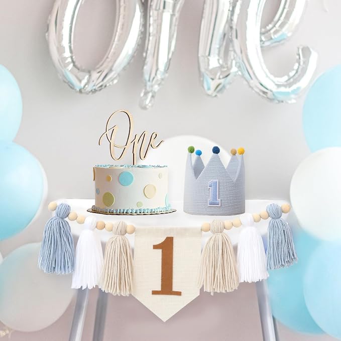 1st Birthday Decorations Boy First High Chair Banner 1 Year Old Birthday