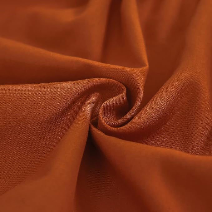 MEILA Wrap Around Elastic Bed Skirt for Twin & Full Beds, 16" Drop, Caramel | Three-Side Adjustable Elastic Dust Ruffle, Ruffled Polyester Fabric, Easy to Install, Fade Resistant & Machine Washable