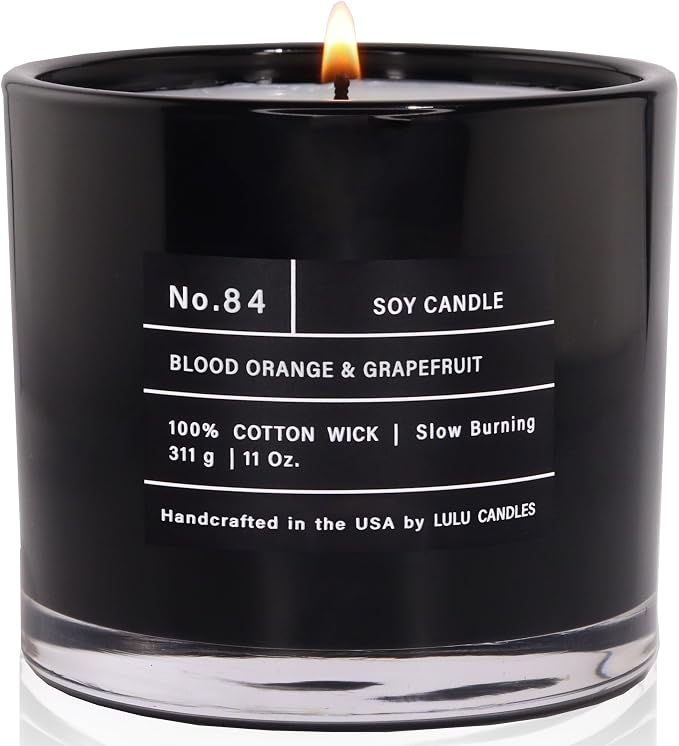Lulu Candles | Blood Orange & Grapefruit | Smells Citrusy & Uplifting | Luxury Scented Soy Jar Candle | Hand Poured in The USA | Highly Scented Long Lasting (11 Oz.)