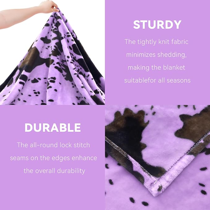 GEULAY Purple Throw Blanket, 50x60 Inches | For Women Mom Wife Her Girls, Ultra Soft Fuzzy Fleece, Cozy, Teen Girls Home Room Decor