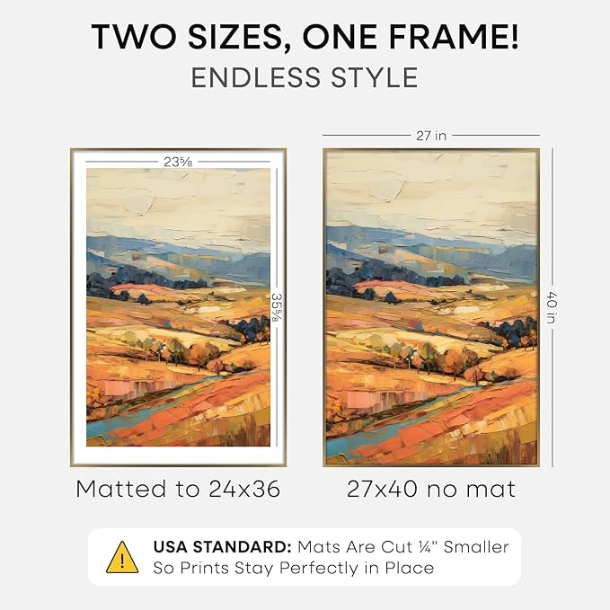 Homeforia 27x40 Bronze Poster Frame, High-End Metal, 24x36 Mat, Glass