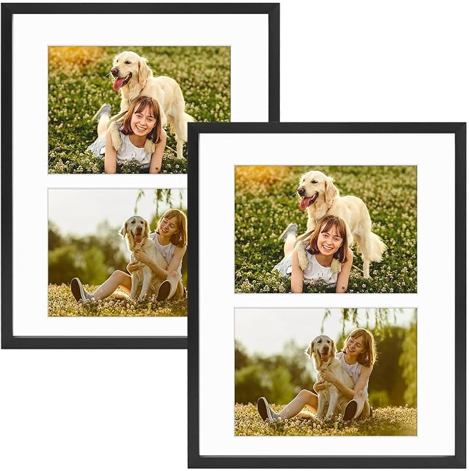 Golden State Art 8x10 Collage Frame w/Mat for 2 4x6 Photos Black 2 Pack