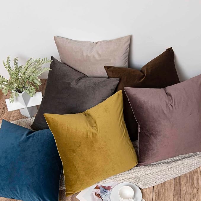 JUSPURBET 12x20 Lumbar Velvet Throw Pillow Covers Set of 2,Prussian