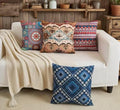 Couch Bohemian Patterned Throw Pillow Covers 20X20 Inch Set of 4 Square Farmhouse Decorative Cushion Covers Boho Vintage Pillow Cases for Sofa Living Room Bedroom Outdoor Patio Porch