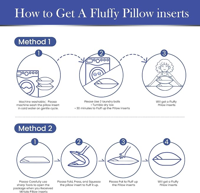 Mirtala 30"x30" Pillow Inserts Set of 2 with 100% Cotton Cover Decorative Square Throw 30" Pillows for Living Room, Sofa, Couch, and Bed-White (2, 30 x 30 Inch)