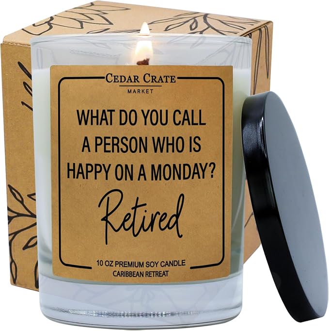 Cedar Crate Market - Teacher Retirement Gifts for Woman 2025 - Funny Retirement Candle for Women, Boss, Coworker, Nurse, Military - Humorous Farewell Present - Scented, 100% Soy Wax, Handmade in USA