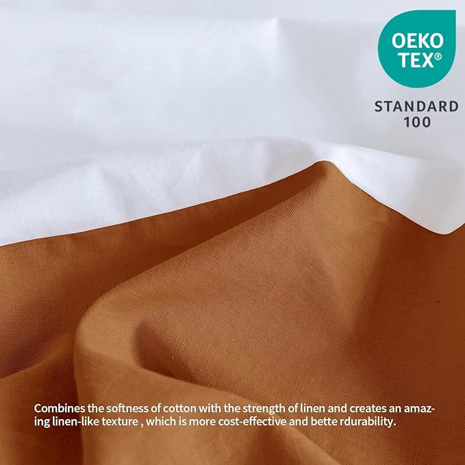 BISELINA French Linen Bed Skirt with Pleated Corner 14-Inch Tailored Drop Natural Flax Cotton Blend Basic Dust Ruffle Soft Cozy Farmhouse Bedding (14" King, Basic Rust)