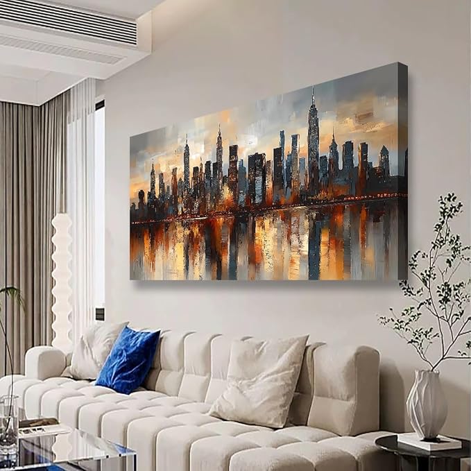 Abstraction Pictures Canvas Wall Art for Living room Office Bedroom Wall Decor,City night Scene Wall Art Print Paintings Modern Natural Landscape Artwork Waterproof Ready to Hang-20x40inch