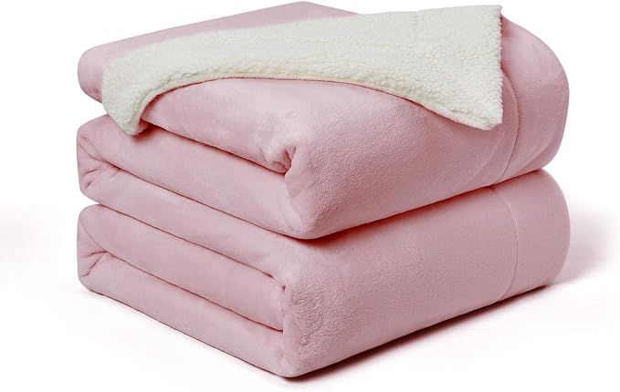Walensee Sherpa Fleece Blanket (King Size 108”x90” Blush) Plush Throw Fuzzy Super Soft Reversible Microfiber Flannel Blankets for Couch, Bed, Sofa Ultra Luxurious Warm and Cozy for All Seasons