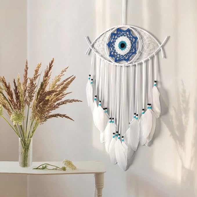 Dremisland Evil Eye Dream Catcher White Evil Eye Wall Decor Handmade