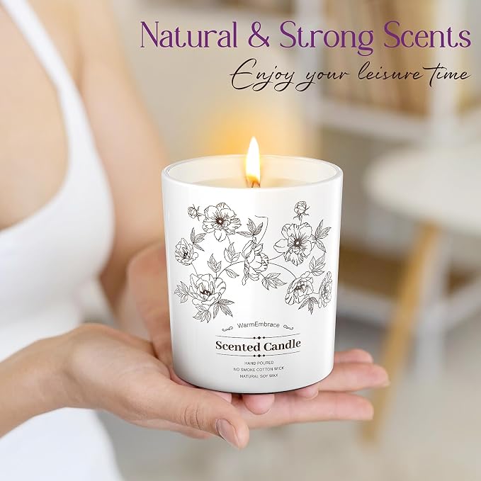 WarmEmbrace Deluxe Scented Candle for Women & Men, Lavender, 9.2 Oz | Soy Wax Jar Candle, Up To 80 Hours Of Burn Time& A Reusable Ceramic-Style Jar For Home Decor Or Gifting