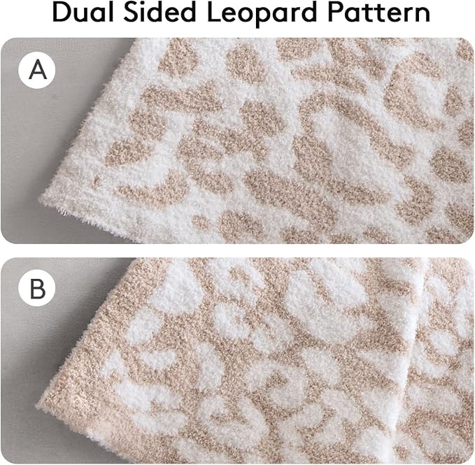 MH MYLUNE HOME Ultra Soft Leopard Throw Blanket Plush, Khaki, 71"x78" | Reversible Cheetah Print Blanket, Comfy Fluffy Fuzzy Plush Blanket Throws for Couch Bed, Cozy Blankets for Women Gift