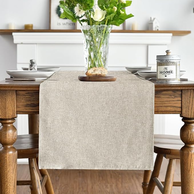 Artoid Mode Light Brown Table Runner, Seasonal Fall Washable Kitchen Dining Table Decoration for Home Party Decor 13x72 Inch