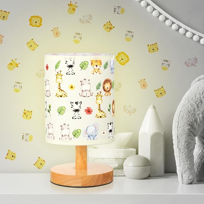 VIHOSE Safari Animal Kids Table Lamp for Bedroom Kids Lamps for Girls Room