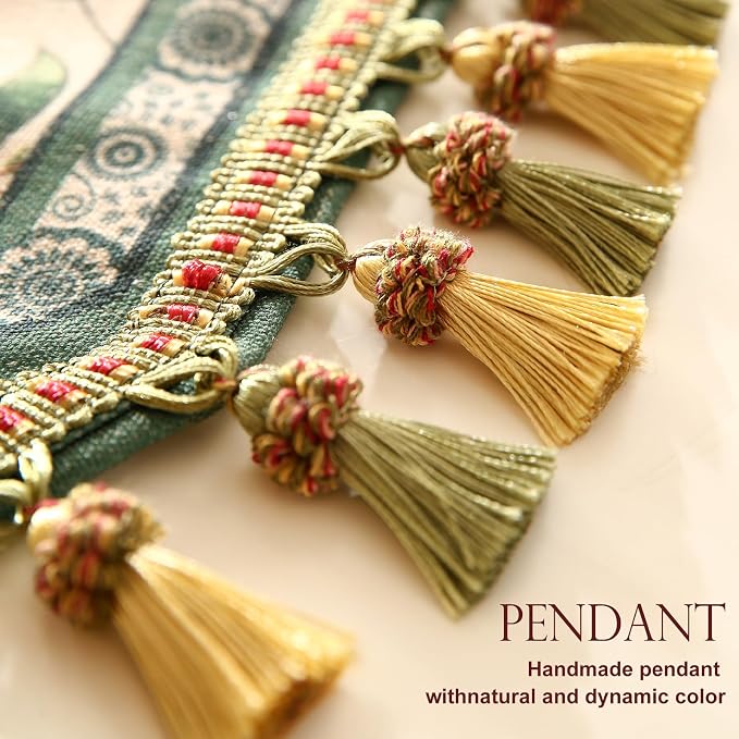 Patdrea Designer Vintage French Linen Table Runner,12"X87"-Palladin A | Tablerunner 87 Inches Long,Orange Floral Pattern,Thanksgiving Dining Table Decor for Living Room Banquet,Tassel Edge