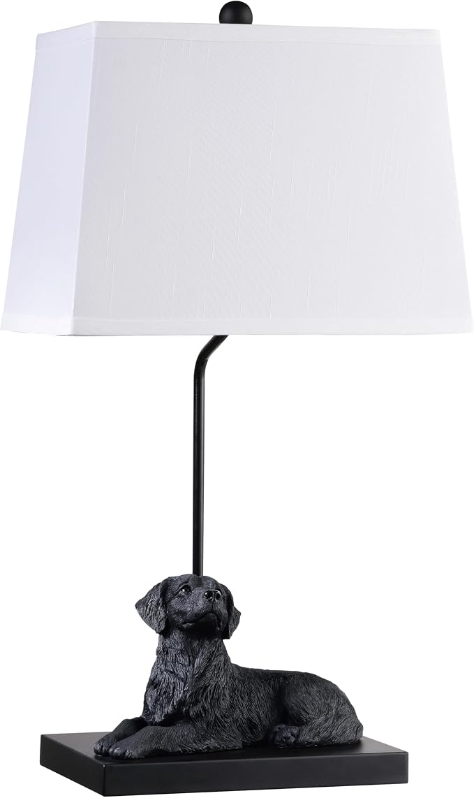 YANIC Desk Lamp with Black Dog Statue, Resin Lamp for Bedroom, 3 Way Dimmable Rotary Switch, Home Décor Accents for Living Room, Office, Dormitory, Reading Room (24061)