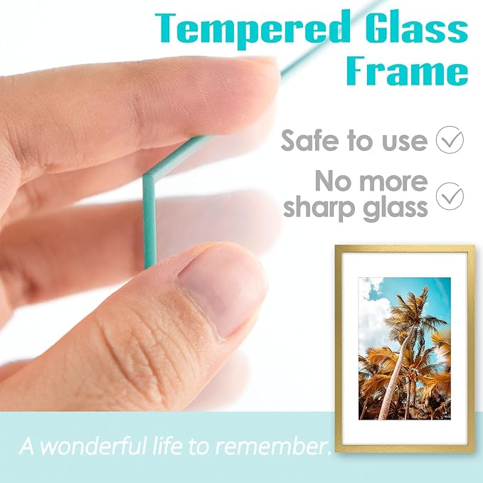 Frametory 16x24 Gold Picture Frame with Real Glass Mat for 12x18