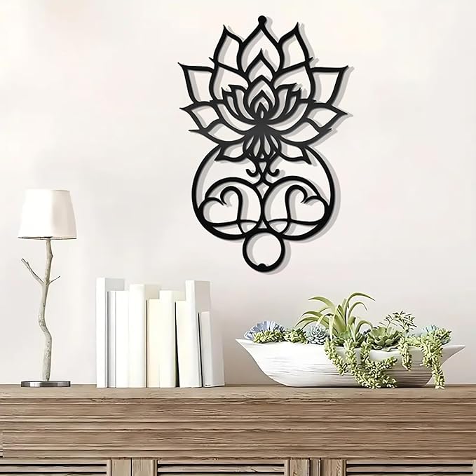 DUOOLN Metal Mandala Wall Art, Lotus Flower Yoga Decor,Sacred Geometry Sign