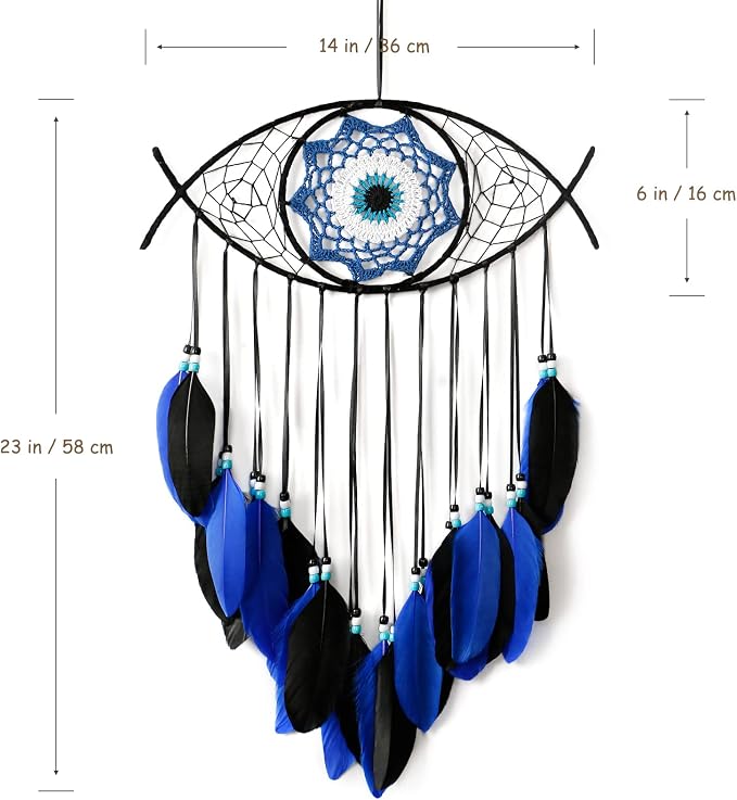 Dremisland Evil Eye Dream Catcher Blue Black Evil Eye Wall Decor Handmade