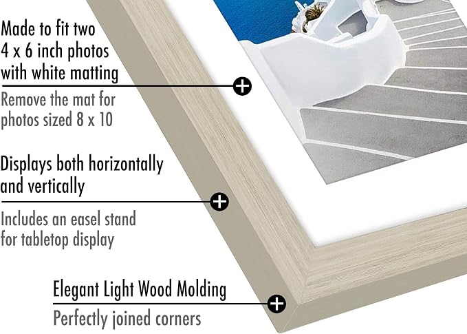 Americanflat 4x6 Double Picture Frame - Engineered Wood - Light Wood