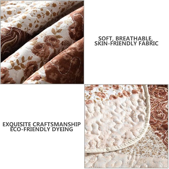 Travan 3-Piece Queen Quilt Sets with Shams Oversized Bedding Bedspread Reversible Coverlet Set, Queen Size