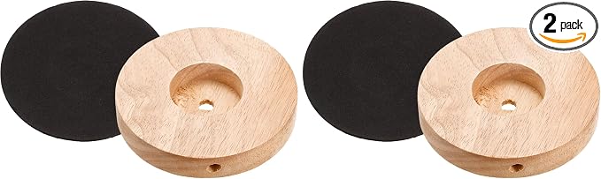 PATIKIL 120mm Wooden Lamp Base, 2 Pack Circular Solid Wooden Base Wood Desk Lamp Stand Replacement for Table Lamps DIY
