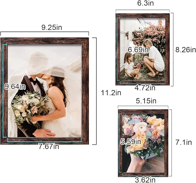 LUCKYLIFE Picture Frame Set 10-Pack, Gallery Wall Frame Collage with 8x10 5x7 4x6 Frames in Brown Finishes