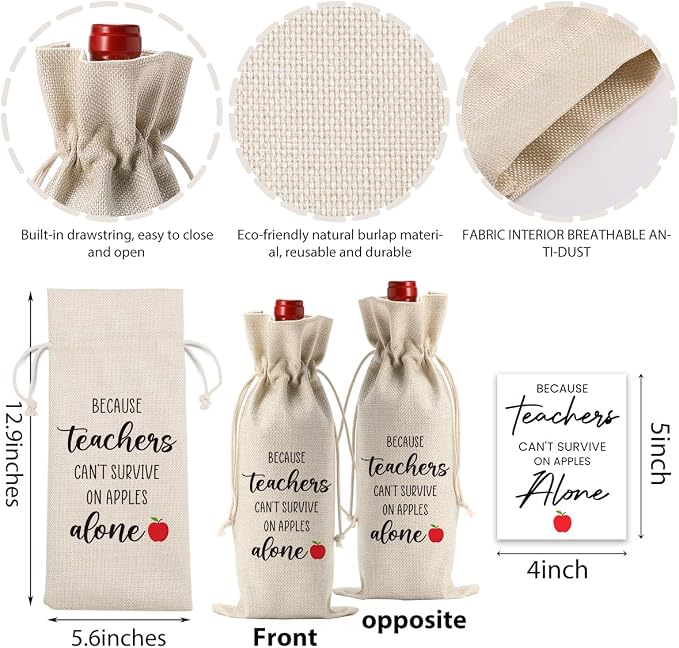 FBCCZEY Funny Teacher Gifts for Women Valentines Day Wine Bag Wine Labels
