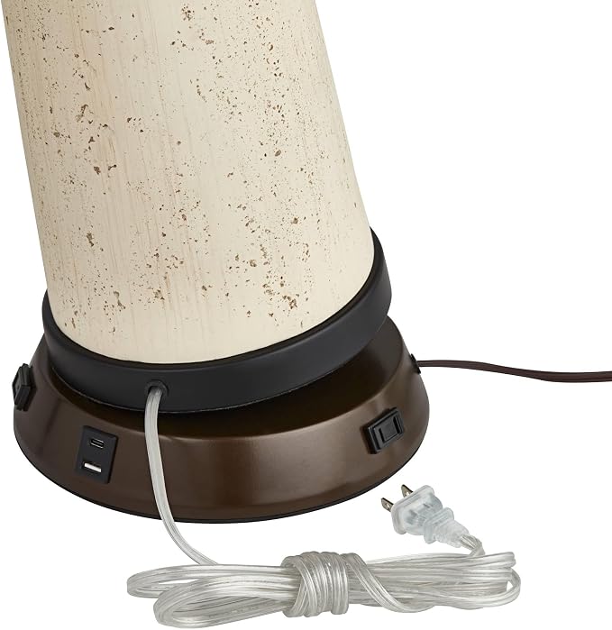 Rocco 30" Large Table Lamp Blue Ceramic USB Workstation Base Handmade