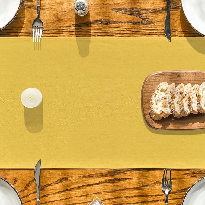 Artoid Mode Yellow Table Runner, Seasonal Summer Fall Washable Kitchen Dining Table Decoration for Home Party Decor 13x90 Inch