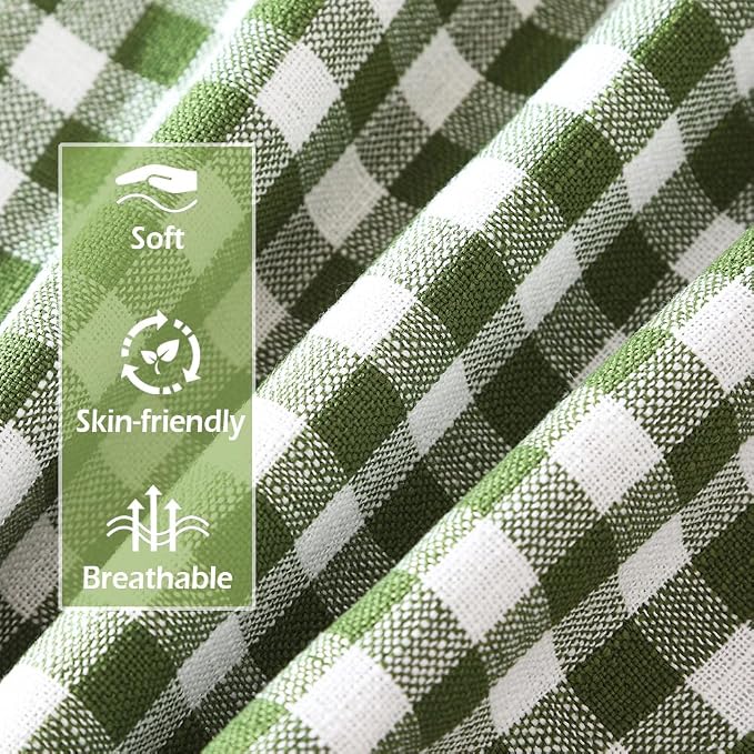 Spring Green Plaid Gingham Outdoor Lumbar Decorative Pillow Covers 12x20 | Couch Bed Lumbar Pillow Cover 12 x 20, Cojines De Otoño Para Sala, Aesthetic Spring Room Decor, Outdoor Porch Patio Pillows