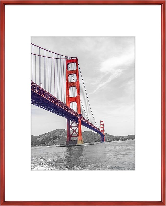 Frametory 16x20 Red Aluminum Metal Picture Frame Mat for 11x14 Glass