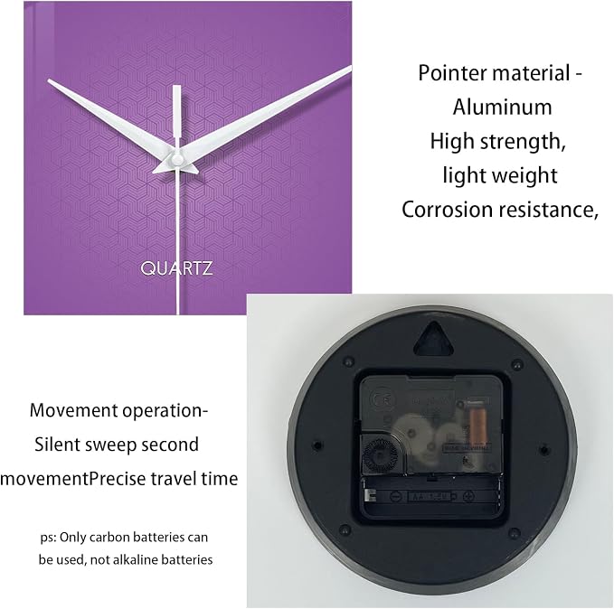 XFM Large Purple Wall Clock for Women Girls Bedroom 20 Inch | Silent Non-Ticking Battery Operated Modern Simple Minimalist Decorative for Living Room Kitchen Home Office