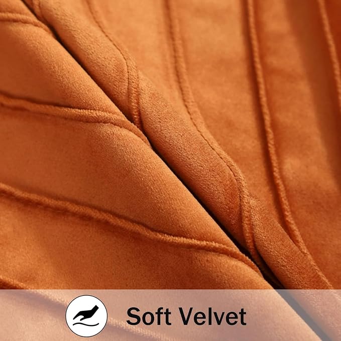 Velvet Throw Pillow Covers 22x22 Pack of 2 Gold Decor Burnt Orange