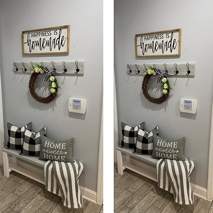 VAKADO Buffalo Plaid Throw Pillow Covers 22x22 Set of 2, Black & White | Buffalo check polyester, hidden zipper. Farmhouse gingham decor for porch, patio, outdoor & classroom. Machine washable.