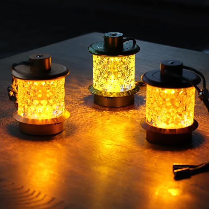 Cordless Small Table Lamp, Metal Glass, Lanyard, Rechargeable, Dimmable