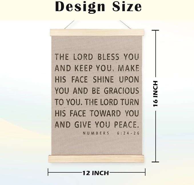 JINYO Beige Christian Wall Decor, Numbers 6:24-26 Bible Verse Wall Art Poster, Christian Room Decor, Religious Bible Scripture Posters for Home Bedroom Living Room, 12x16 Inches