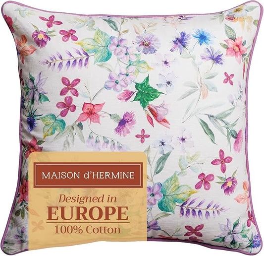 Maison d' Hermine Throw Pillow Covers 100% Cotton (18" x 18" - Pack of 1)