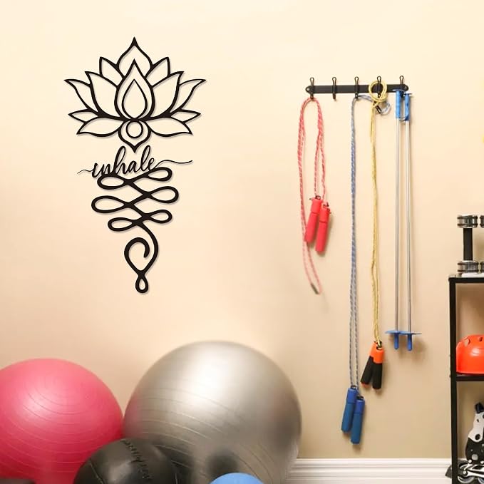 Xedatric 2 Piece Metal Lotus Wall Decor for Yoga Studio Matte Black | For yoga living room or office matte black solid metal 2 sizes 12.9 x 10.7 and 10.4 x 13.6 inch flexible layout