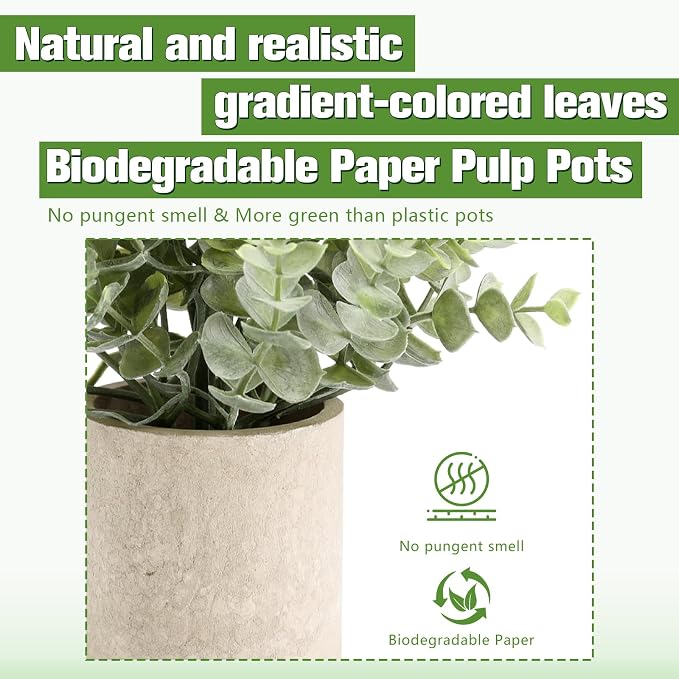 ALAGIRLS 2 Pack 10" Small Fake Plants Small Plants for Bedroom Office Decor
