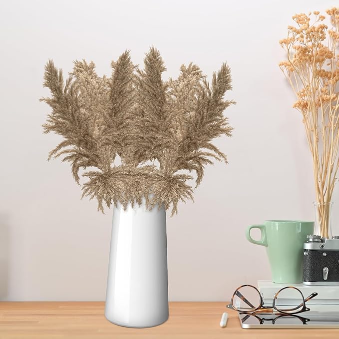 Glass Vase -Small Glass Vases for Flowers，Clear Vases for Dried Flower，Vintage Vases for Centerpieces，for Rustic Wedding Decorations，Home Table Flower Décor (White, Small)