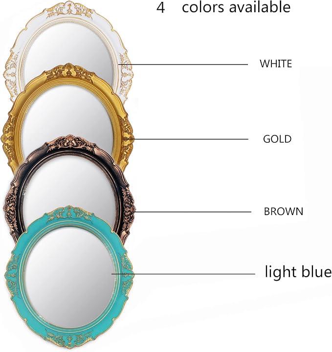 Eaoundm 13.1 x 14.8 inchs Decorative Wall Mirror Oval (Gold) | Vintage Hanging Mirrors for Bedroom Living-Room Dresser Decor