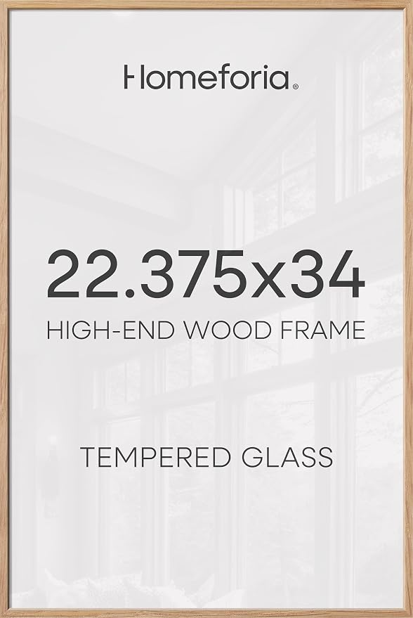 Homeforia 22.375x34 Natural Oak Puzzle Poster Frame, High-End Wood, Glass